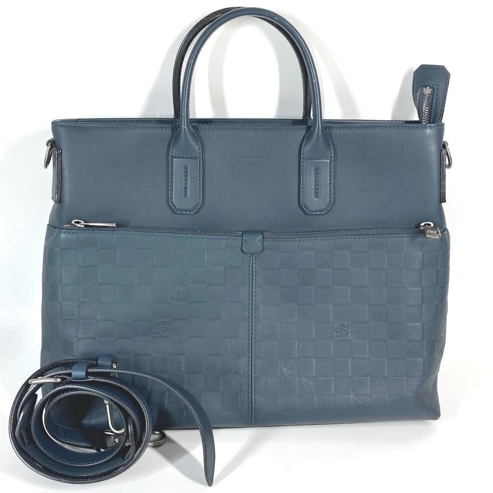 LOUIS VUITTON DAMIER INFINI SHOULDER BAG: LOUIS VUITTON Damier Infini Shoulder Bag Brand: LOUIS VUITTON Type/Style: Tote Bag Material: Damier InfiniLeather Color: Cosmos / Navy Size: W14.2xH11.0xD3.1inch / W36cmxH28cmxD8cm Accessories: No