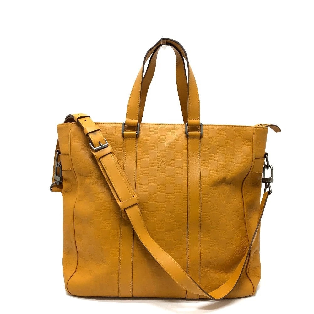 LOUIS VUITTON DAMIER INFINI TADAO 2WAY BAG TOTE BAG: LOUIS VUITTON Damier Infini Tadao 2WAY bag Tote Bag Brand: LOUIS VUITTON Type/Style: Tote Bag Material: Damier InfiniLeather Color: Solar / yellow Size: W14.2xH13.8xD4.3inch / W36cmxH35cmxD11cm