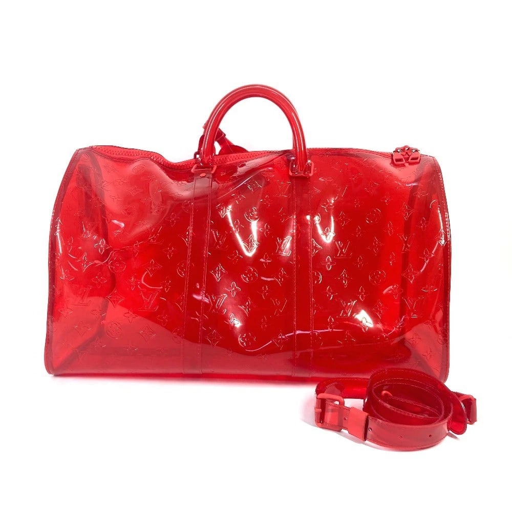 LOUIS VUITTON MONOGRAM PRISM 50 DUFFLE BAG: LOUIS VUITTON Monogram Prism 50 Duffle Bag Brand: LOUIS VUITTON Type/Style: Duffle Bag Material: Vinyl Color: Red Size: W19.5xH11.2xD8.3inch / W49.5cmxH28.5cmxD21cm Accessories: None Acces