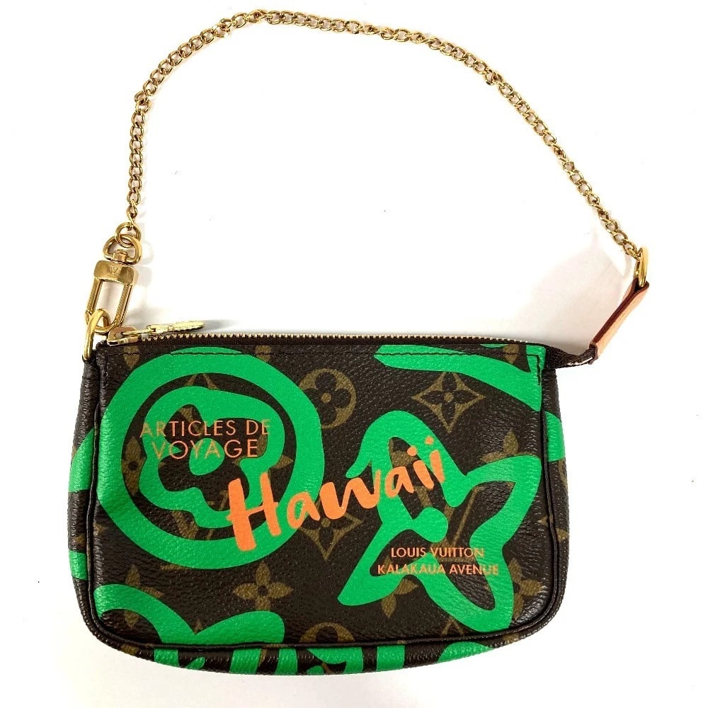LOUIS VUITTON HAWAII EXCLUSIVE MINI POCHETTEACCESSOIRES: LOUIS VUITTON Hawaii Exclusive Mini PochetteAccessoires Brand: LOUIS VUITTON Type/Style: Accessory pouch Material: MonogramCanvas Color: BrownxGreen Size: W5.5xH3.5inch / W14cmxH9cm Accessories: None