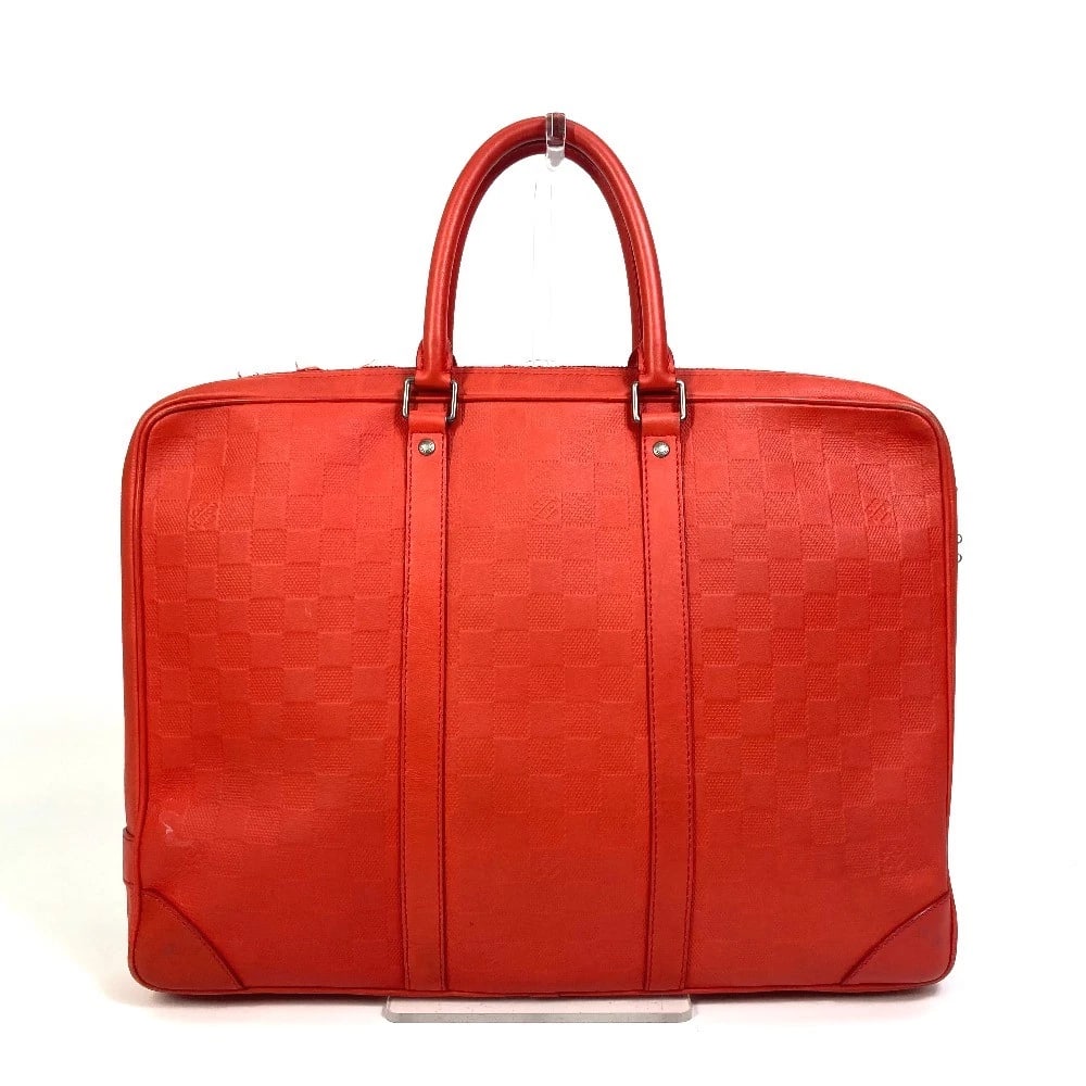 LOUIS VUITTON BUSINESS BAG HAND BAG: LOUIS VUITTON Business Bag Hand Bag Brand: LOUIS VUITTON Type/Style: Briefcase Material: Damier InfiniLeather Color: Cremontine / Orange Size: W15.7xH11.6xD2.2inch / W40cmxH29.5cmxD5.5cm Accessories: