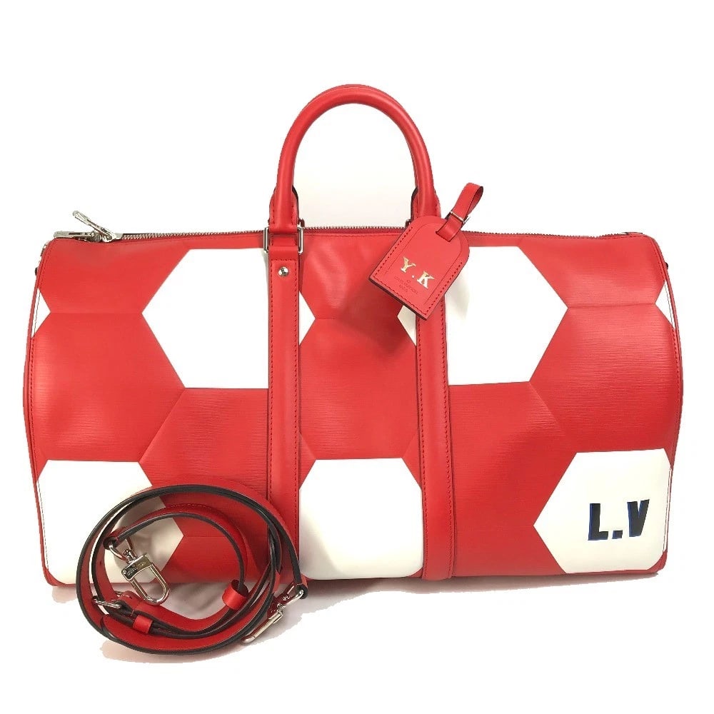 LOUIS VUITTON WORLD CUP KEEPALLBANDOULIERE50 2WAY BAG: LOUIS VUITTON World Cup KeepallBandouliere50 2WAY Bag Brand: LOUIS VUITTON Type/Style: Duffle Bag Material: Epi Leather Color: Red Size: W19.7xH10.6xD8.1inch / W50cmxH27cmxD20.5cm Accessories: None