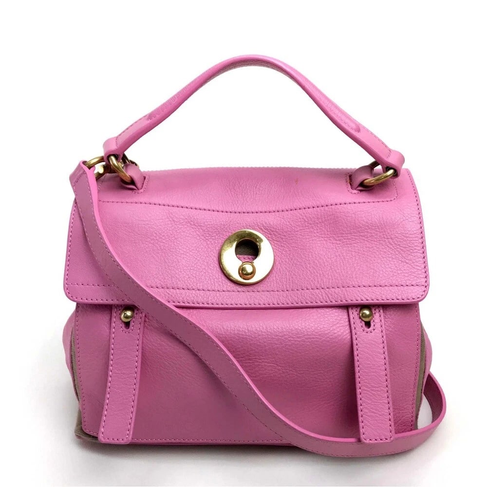 YVES SAINT LAURENT SHOULDER BAG CROSSBODY: YVES SAINT LAURENT Shoulder Bag Crossbody Brand: YVES SAINT LAURENT Type/Style: 2 way bag Material: Leather Color: pink / pinkxBrownBased Size: W10.0 x H7.7 x D4.9inch / W25.5cm x H19.5cm x