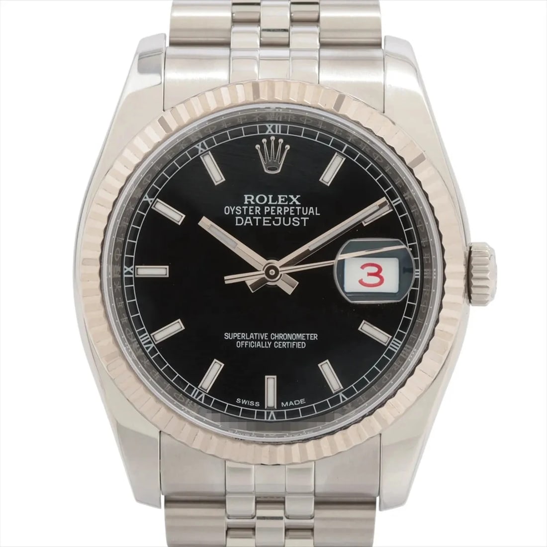 ROLEX DATEJUST SS?WG BLACK: Rolex DATEJUST SS?WG black Brand: Rolex Type/Style: Wristwatch Material: SS?WG Color: Dial Color Black Size: Case:W1.2 x H1.2inch / W36 x H36 Circumference of Wrist:7.1inch / 18 Accessories: None