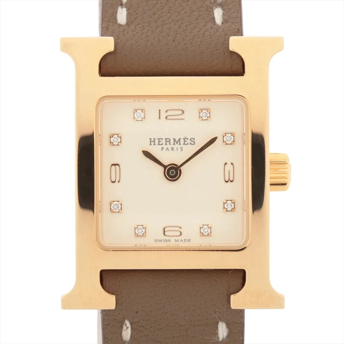 HERMES WATCH SS & LEATHER QZ SILVER (1 of 3)