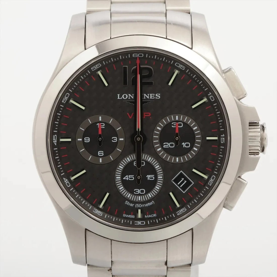 LONGINES CONQUEST SS QZ BLACK: Longines Conquest SS QZ black Brand: Longines Type/Style: Wristwatch Material: SS Color: Dial Color Black Size: Case:W1.6 x H1.6inch / W40 x H40 Circumference of Wrist:6.3inch / 16 Accessories: No