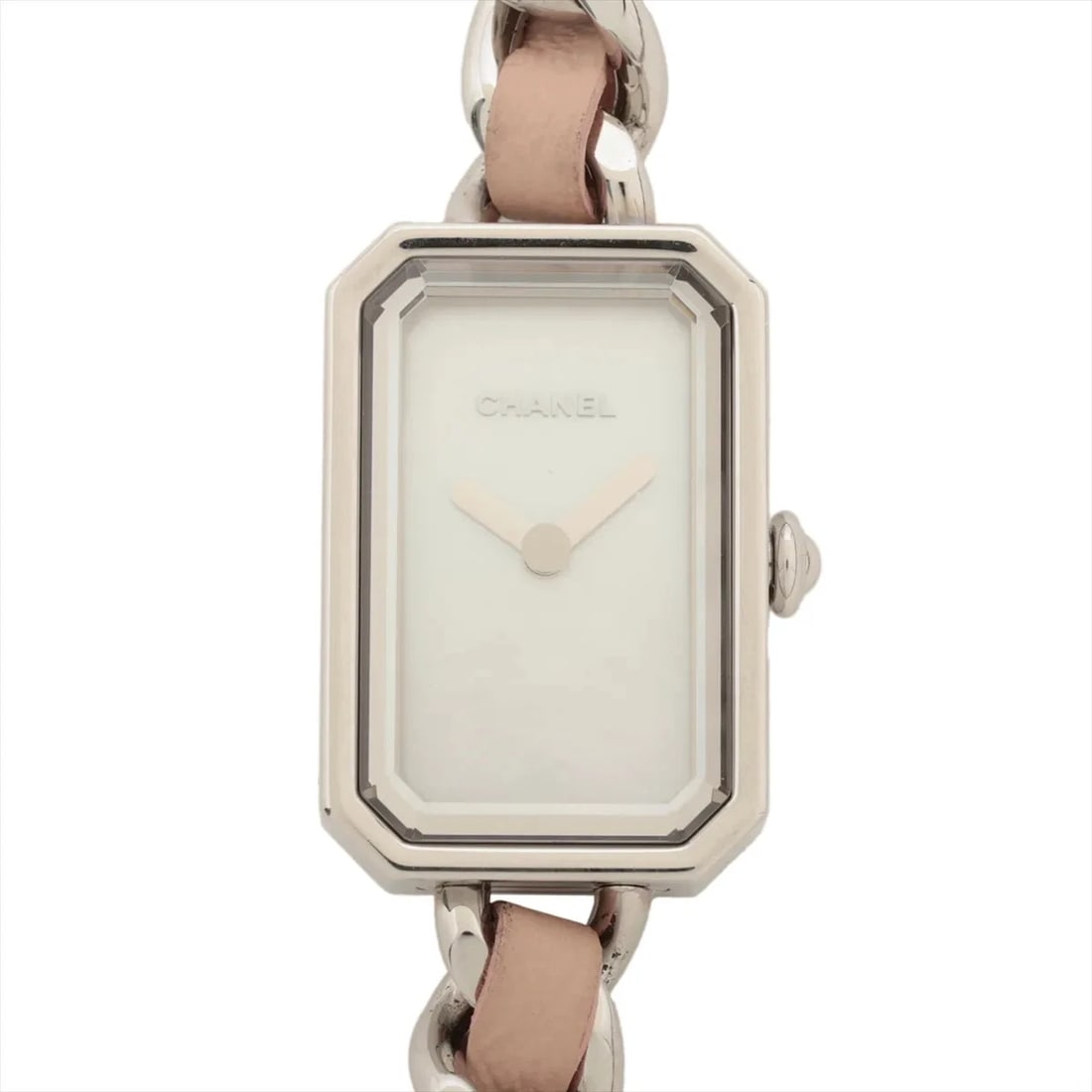 CHANEL PREMIERE SS & LEATHER QZ WHITE SHELL: Chanel Premiere SS & Leather QZ white shell Brand: Chanel Type/Style: Wristwatch Material: SS & Leather Color: Dial Color white shell Size: Case:W0.4 x H0.8inch / W16 x H24 Circumference of
