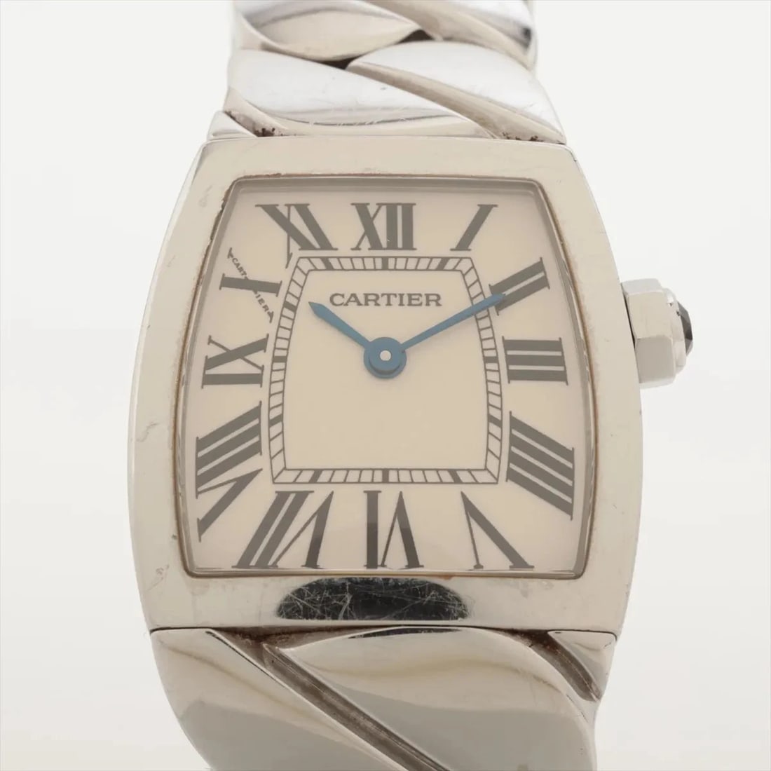 CARTIER LA DONA SS QZ IVORY: Cartier La Dona SS QZ Ivory Brand: Cartier Type/Style: Wristwatch Material: SS Color: Dial Color Ivory Size: Case:W0.8 x H0.8inch / W21 x H22 Circumference of Wrist:5.7inch / 14.5 Accessories: None