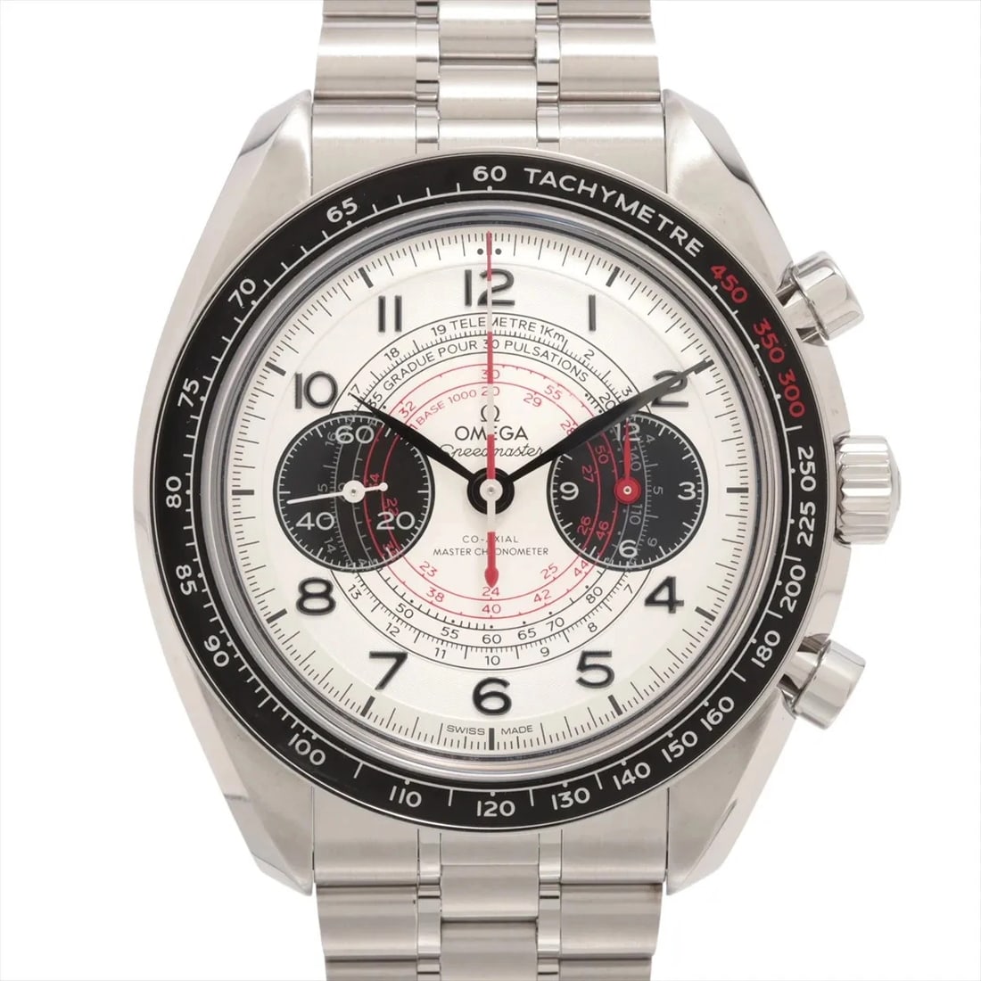 OMEGA SPEEDMASTER CHRONOSCOPE CO-AXIAL CHRONOMETER: Omega Speedmaster Chronoscope Co-Axial chronometer Brand: Omega Type/Style: Wristwatch Material: SS Color: Dial Color Silver Size: Case:W1.6 x H1.6inch / W43 x H43 Circumference of Wrist:7.7inch /