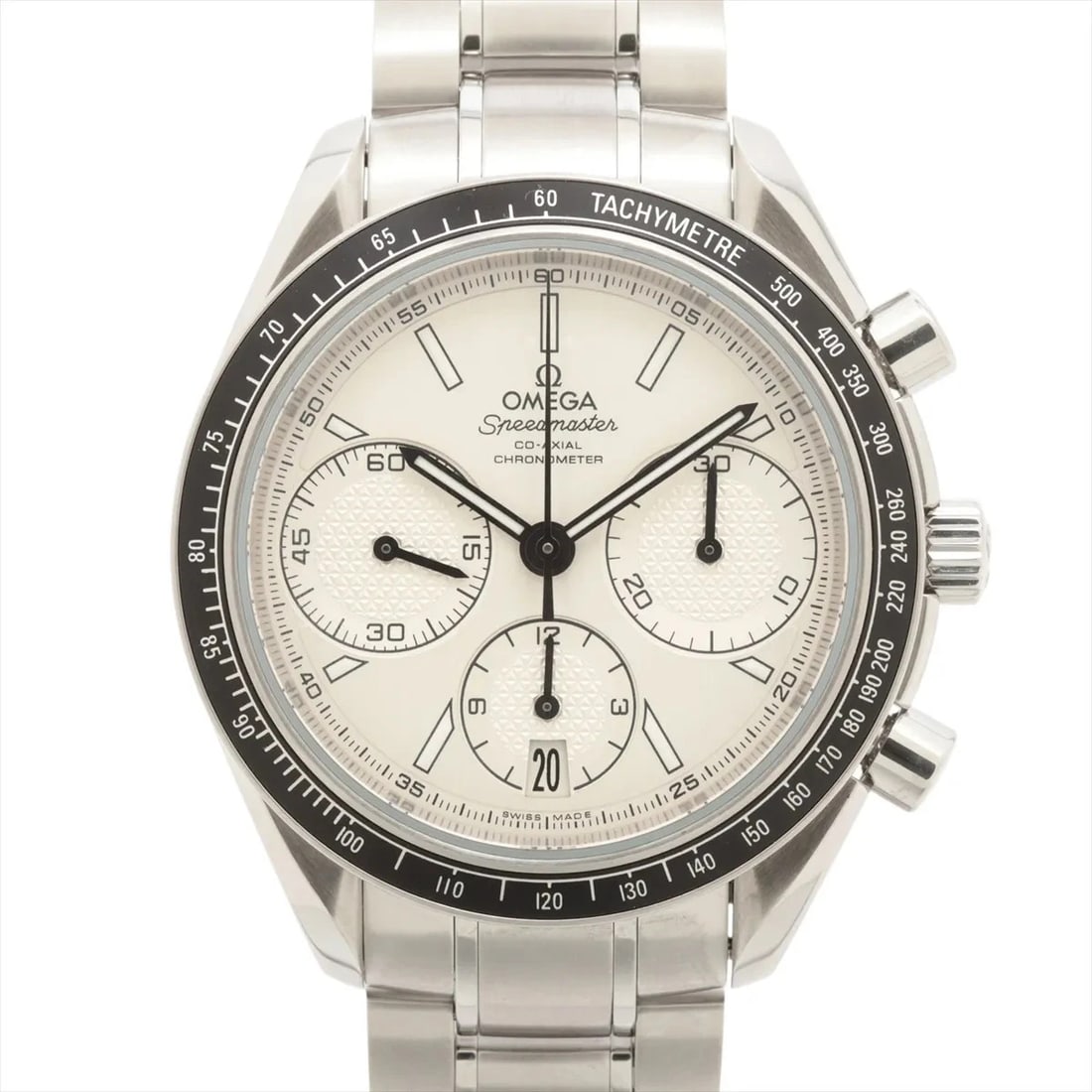 OMEGA SPEEDMASTER RACING CO-AXIAL CHRONOMETER SS SILVER: Omega Speedmaster racing Co-Axial Chronometer SS Silver Brand: Omega Type/Style: Wristwatch Material: SS Color: Dial Color Silver Size: Case:W1.6 x H1.6inch / W40 x H40 Circumference of Wrist:7.9inch