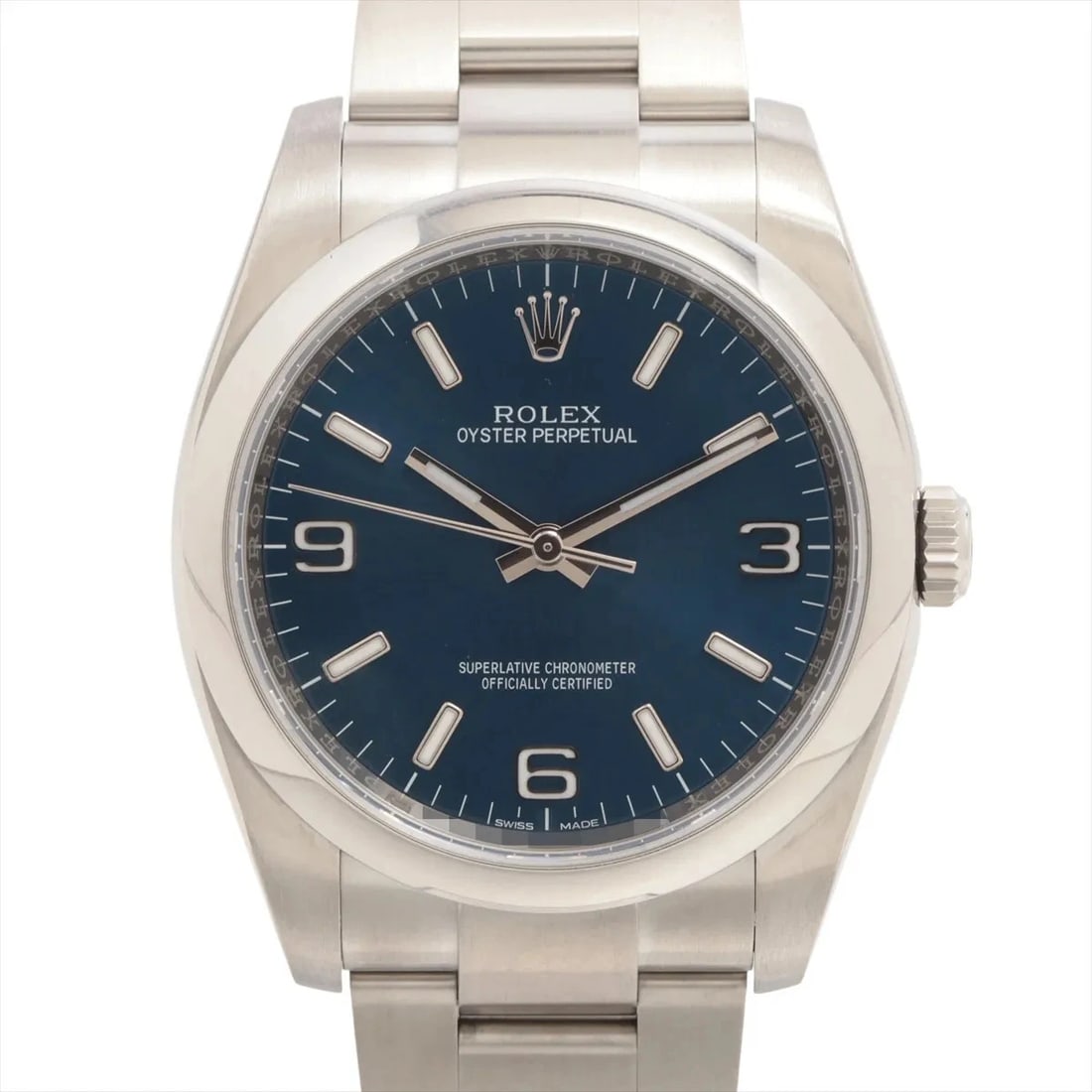 ROLEX OYSTER PERPETUAL SS BLUE: Rolex Oyster Perpetual SS blue Brand: Rolex Type/Style: Wristwatch Material: SS Color: Dial Color Blue Size: Case:W1.2 x H1.2inch / W36 x H36 Circumference of Wrist:6.7inch / 17.0 Accessories: None