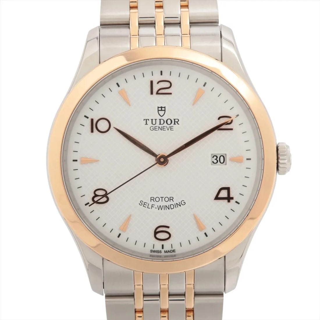 TUDOR RG?SS WHITE: Tudor RG?SS white Brand: Tudor Type/Style: Wristwatch Material: RG?SS Color: Dial Color White Size: Case:W1.6 x H1.6inch / W41 x H41 Circumference of Wrist:7.5inch / 19 Accessories: None Accessories