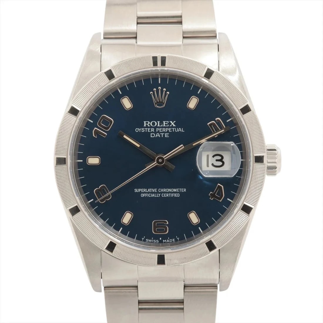 ROLEX OYSTER PERPETUAL DATE SS BLUE: Rolex Oyster Perpetual Date SS blue Brand: Rolex Type/Style: Wristwatch Material: SS Color: Dial Color Blue Size: Case:W1.2 x H1.2inch / W34 x H34 Circumference of Wrist:6.7inch / 17 Accessories: