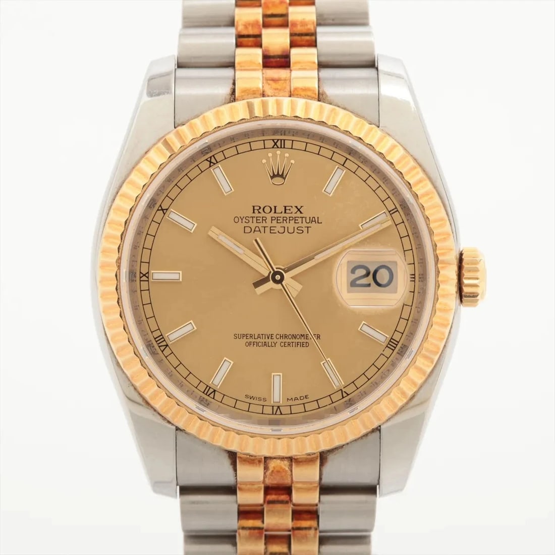 ROLEX DATEJUST SS?YG AT CHAMPAGNE: Rolex DATEJUST SS?YG AT Champagne Brand: Rolex Type/Style: Wristwatch Material: SS?YG Color: Dial Color Champagne Size: Case:W1.2 x H1.2inch / W36 x H36 Circumference of Wrist:6.9inch / 17.5 Acces