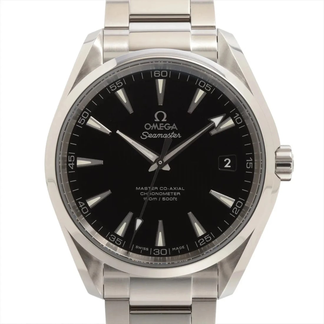 OMEGA SEAMASTER AQUA TERRA CO-AXIAL CHRONOMETER: Omega Seamaster Aqua Terra Co-Axial Chronometer Brand: Omega Type/Style: Wristwatch Material: SS Color: Dial Color Black Size: Case:W1.6 x H1.6inch / W41.5 x H41.5 Circumference of Wrist:6.9inch /