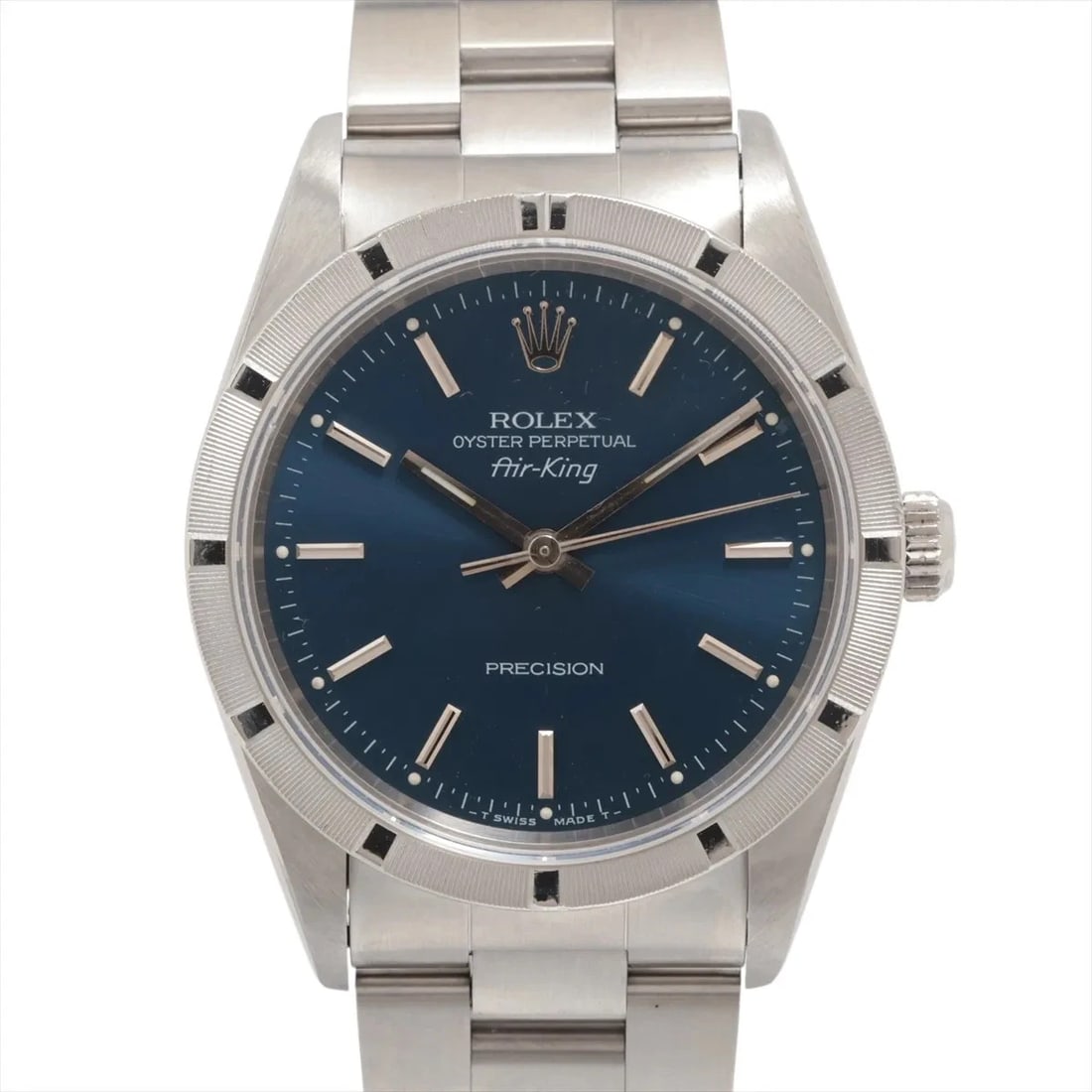 ROLEX AIR-KING SS BLUE: Rolex Air-King SS blue Brand: Rolex Type/Style: Wristwatch Material: SS Color: Dial Color Blue Size: Case:W1.2 x H1.2inch / W34 x H34 Circumference of Wrist:6.5inch / 16.5 Accessories: None