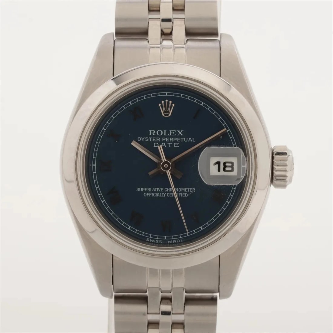 ROLEX OYSTER PERPETUAL DATE SS BLUE: Rolex Oyster Perpetual Date SS blue Brand: Rolex Type/Style: Wristwatch Material: SS Color: Dial Color Blue Size: Case:W0.8 x H0.8inch / W26 x H26 Circumference of Wrist:5.3inch / 13.5 Accessories