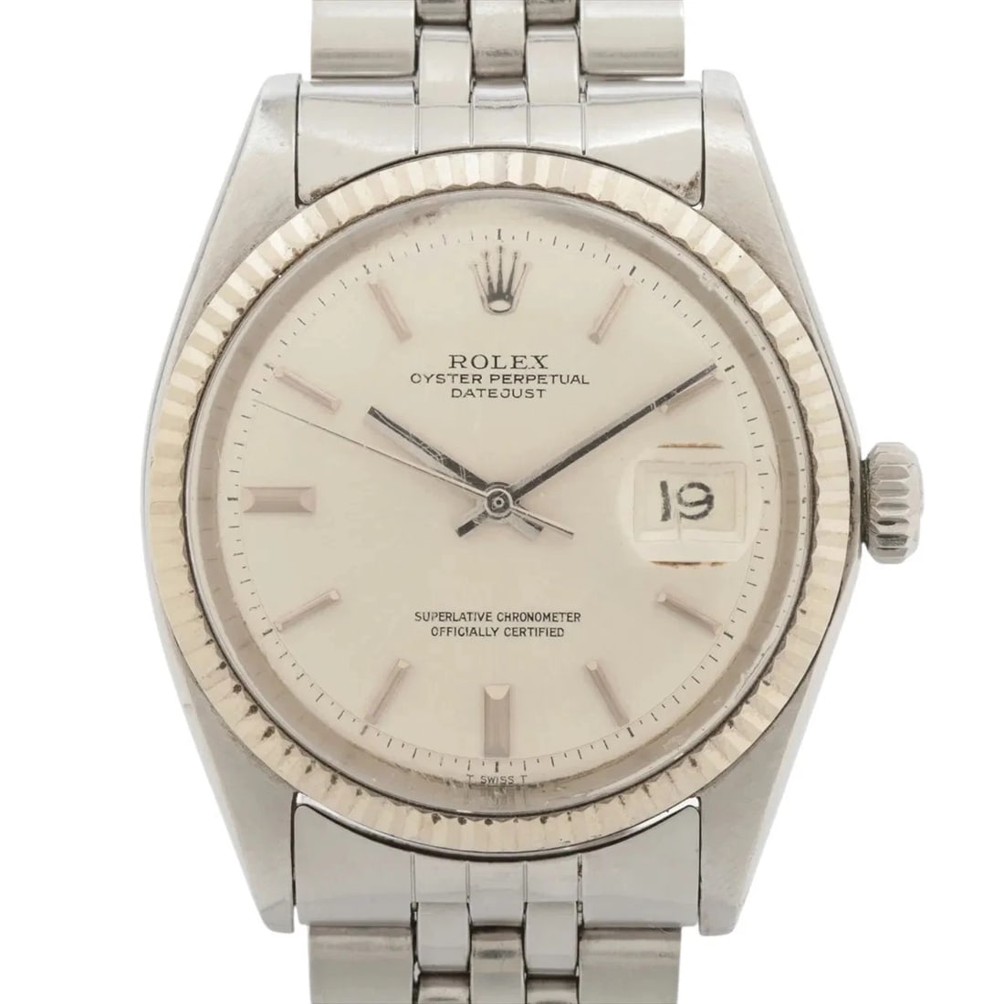 ROLEX DATEJUST SS?WG SILVER: Rolex Datejust SS?WG Silver Brand: Rolex Type/Style: Wristwatch Material: SS?WG Color: Dial Color Silver Size: Case:W1.2 x H1.2inch / W35 x H35 Circumference of Wrist:7.1inch / 18 Accessories: None