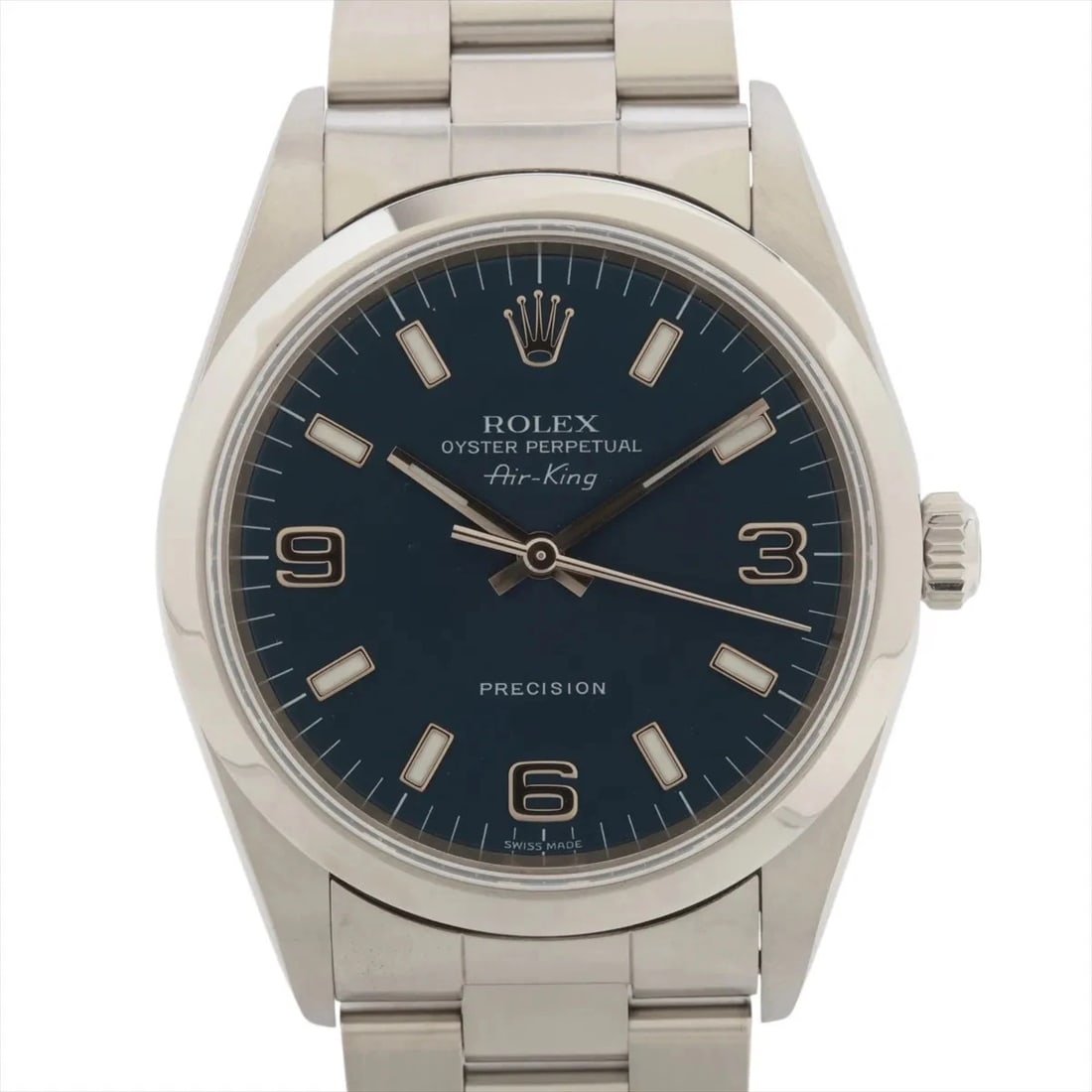 ROLEX AIR-KING SS BLUE: Rolex Air-King SS blue Brand: Rolex Type/Style: Wristwatch Material: SS Color: Dial Color Blue Size: Case:W1.2 x H1.2inch / W34 x H34 Circumference of Wrist:6.9inch / 17.5 Accessories: None