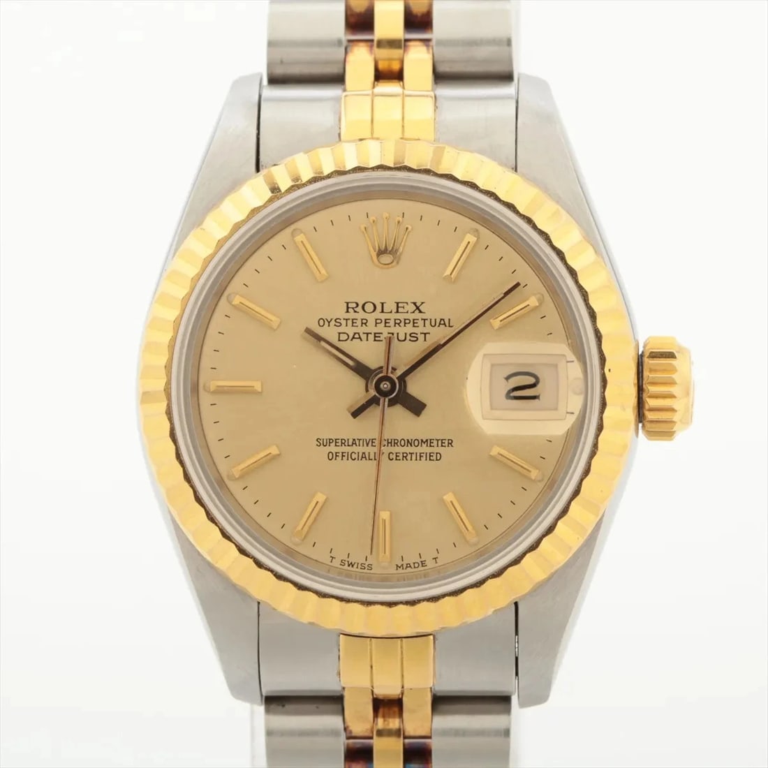 ROLEX DATEJUST SS?YG CHAMPAGNE: Rolex Datejust SS?YG Champagne Brand: Rolex Type/Style: Wristwatch Material: SS?YG Color: Dial Color Champagne Size: Case:W0.8 x H0.8inch / W26 x H26 Circumference of Wrist:5.3inch / 13.5