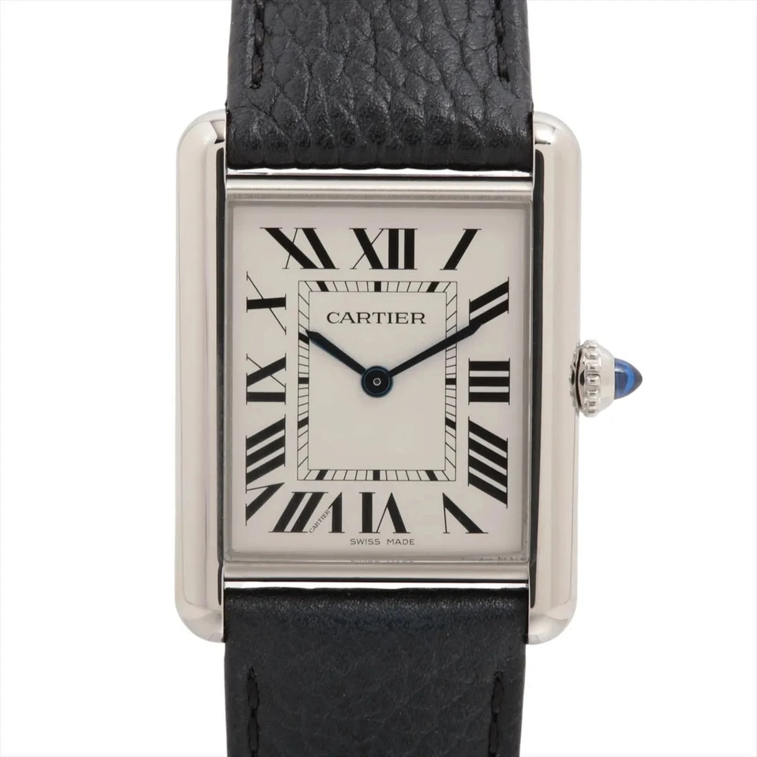 CARTIER TANK MUST SS & LEATHER QZ SILVER: Cartier tank Must SS & Leather QZ Silver Brand: Cartier Type/Style: Wristwatch Material: SS & Leather Color: Dial Color Silver Size: Case:W0.8 x H1.2inch / W25.5 x H33.7 Circumference of