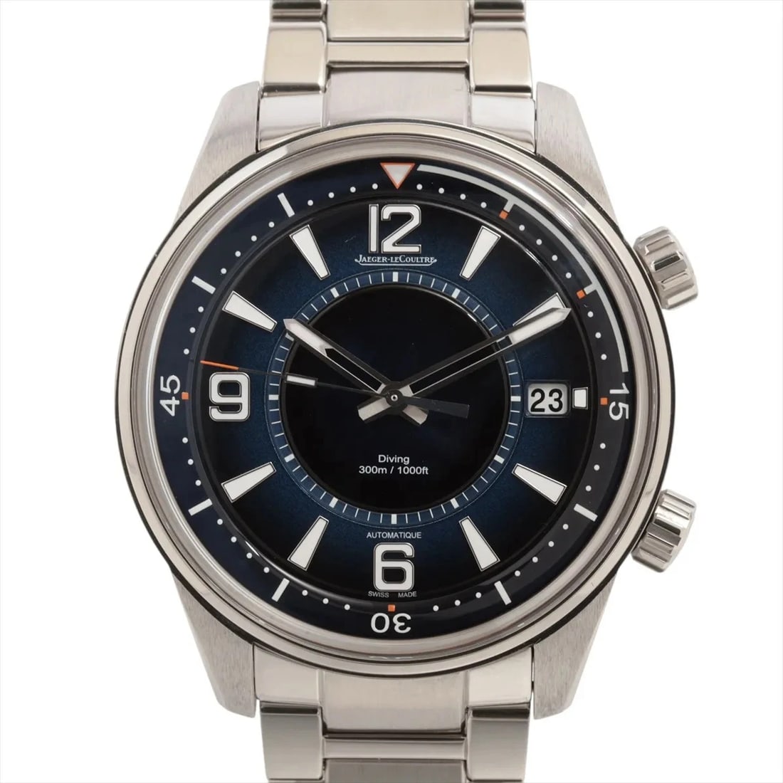 JAEGER-LECOULTRE POLARIS MARINER DATE SS BLUE: Jaeger-LeCoultre Polaris Mariner Date SS blue Brand: Jaeger-LeCoultre Type/Style: Wristwatch Material: SS Color: Dial Color Blue Size: Case:W1.6 x H1.6inch / W42 x H42 Circumference of Wrist:7.5inch