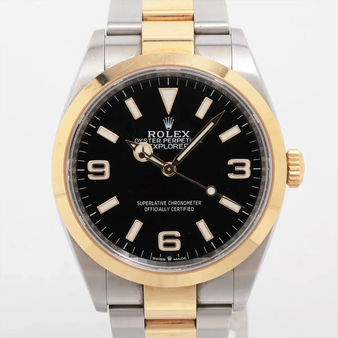 ROLEX EXPLORER SS?YG BLACK: Rolex EXPLORER SS?YG black Brand: Rolex Type/Style: Wristwatch Material: SS?YG Color: Dial Color Black Size: Case:W1.2 x H1.2inch / W36 x H36 Circumference of Wrist:5.9inch / 15 Accessories: None