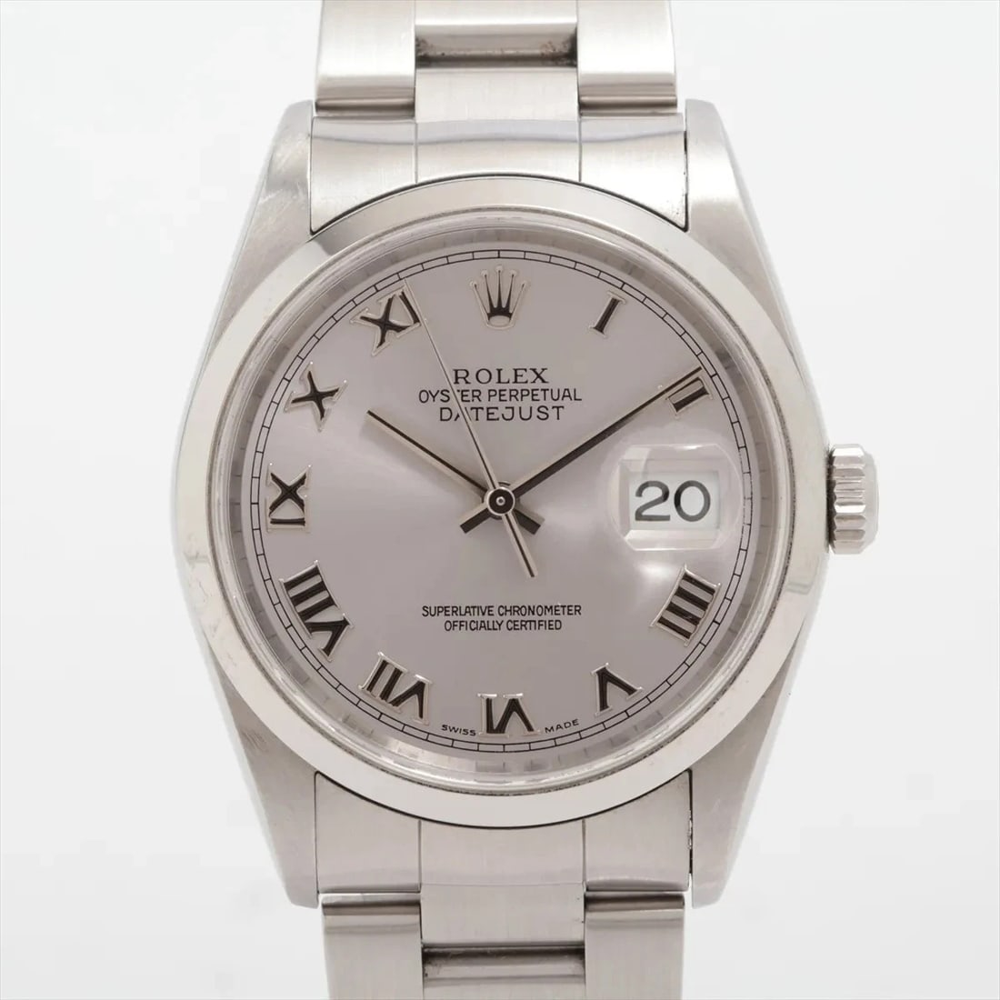 ROLEX DATEJUST SS SILVER: Rolex Datejust SS Silver Brand: Rolex Type/Style: Wristwatch Material: SS Color: Dial Color Silver Size: Case:W1.2 x H1.2inch / W36 x H36 Circumference of Wrist:6.9inch / 17.5 Accessories: None
