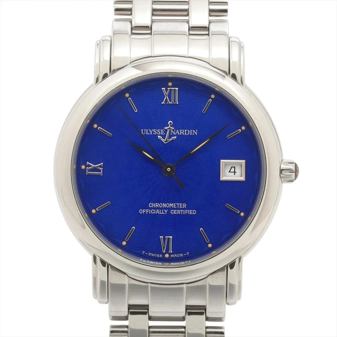 ULYSSE NARDIN SS BLUE: Ulysse Nardin SS blue Brand: Ulysse Nardin Type/Style: Wristwatch Material: SS Color: Dial Color Blue Size: Case:W1.2 x H1.2inch / W35 x H35 Circumference of Wrist:7.1inch / 18 Accessories: None