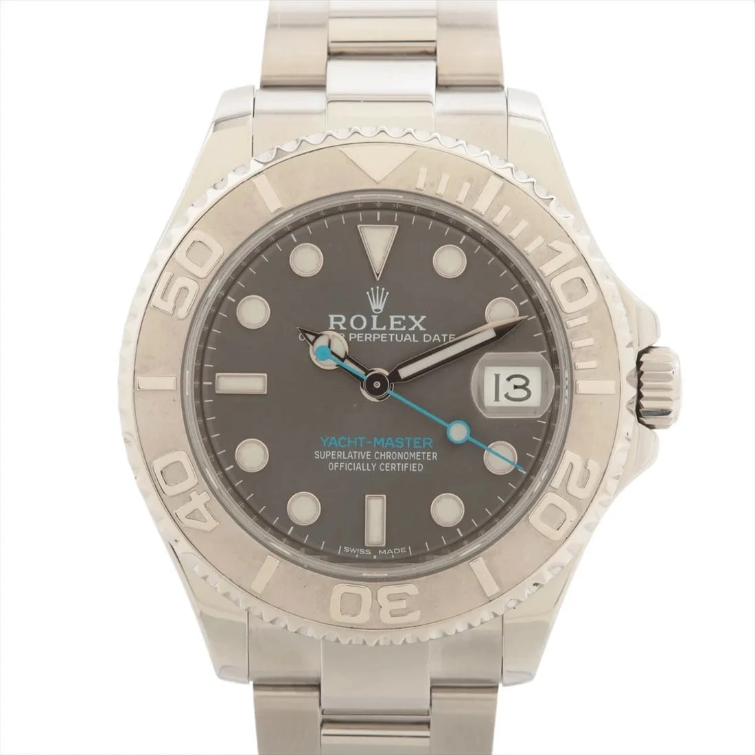 ROLEX YACHT-MASTER PT?SS SLATE: Rolex Yacht-Master PT?SS Slate Brand: Rolex Type/Style: Wristwatch Material: PT?SS Color: Dial Color slate Size: Case:W1.2 x H1.2inch / W37 x H37 Circumference of Wrist:6.9inch / 17.5 Accessories:
