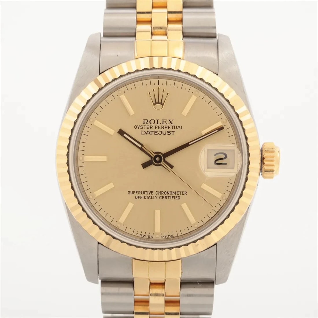 ROLEX DATEJUST SS?YG CHAMPAGNE: Rolex Datejust SS?YG Champagne Brand: Rolex Type/Style: Wristwatch Material: SS?YG Color: Dial Color Champagne Size: Case:W1.2 x H1.2inch / W31 x H31 Circumference of Wrist:7.3inch / 18.5