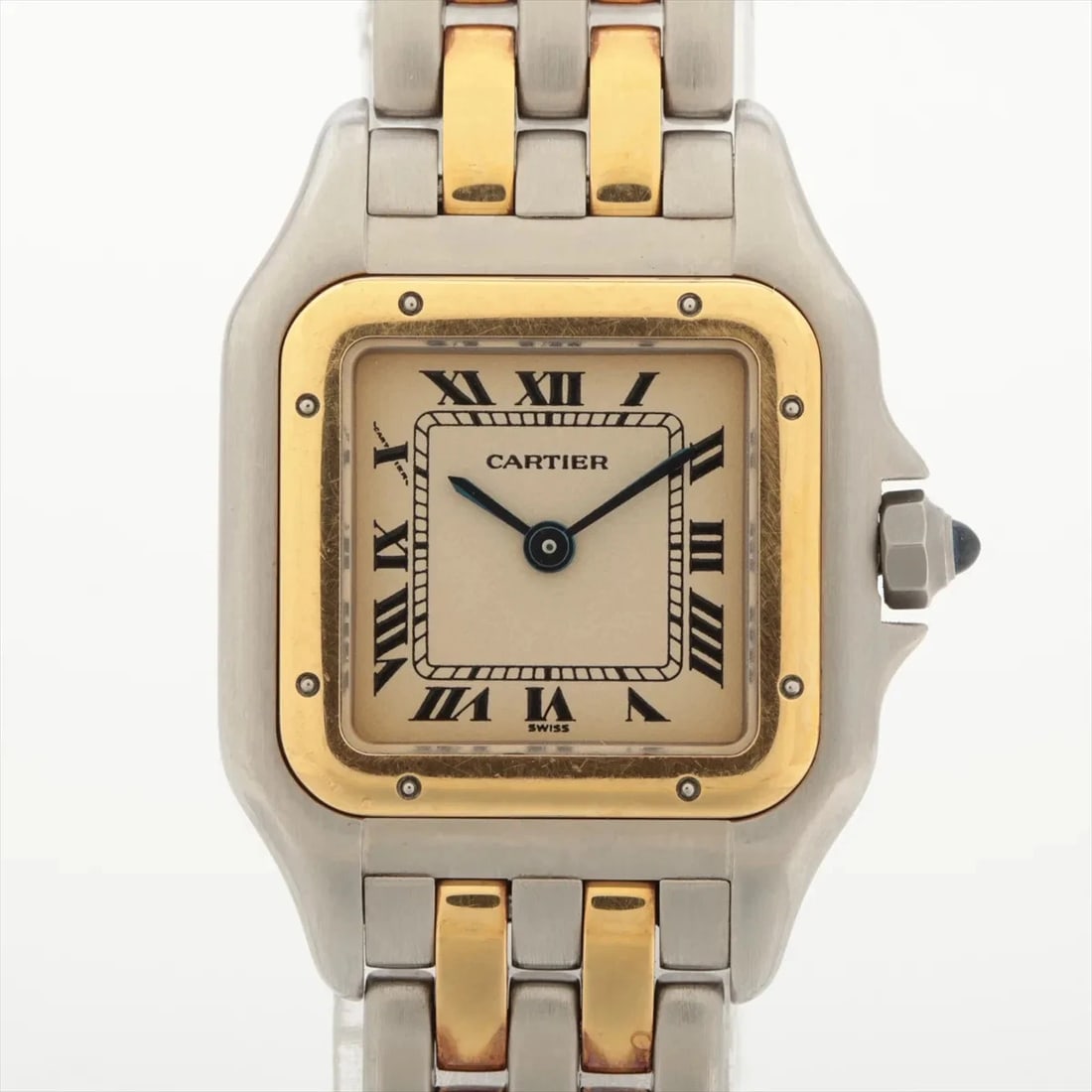 CARTIER PANTHERE SS?YG QZ IVORY: Cartier Panthere SS?YG QZ Ivory Brand: Cartier Type/Style: Wristwatch Material: SS?YG Color: Dial Color Ivory Size: Case:W0.8 x H1.2inch / W21 x H30 Circumference of Wrist:5.5inch / 14 Accessories: