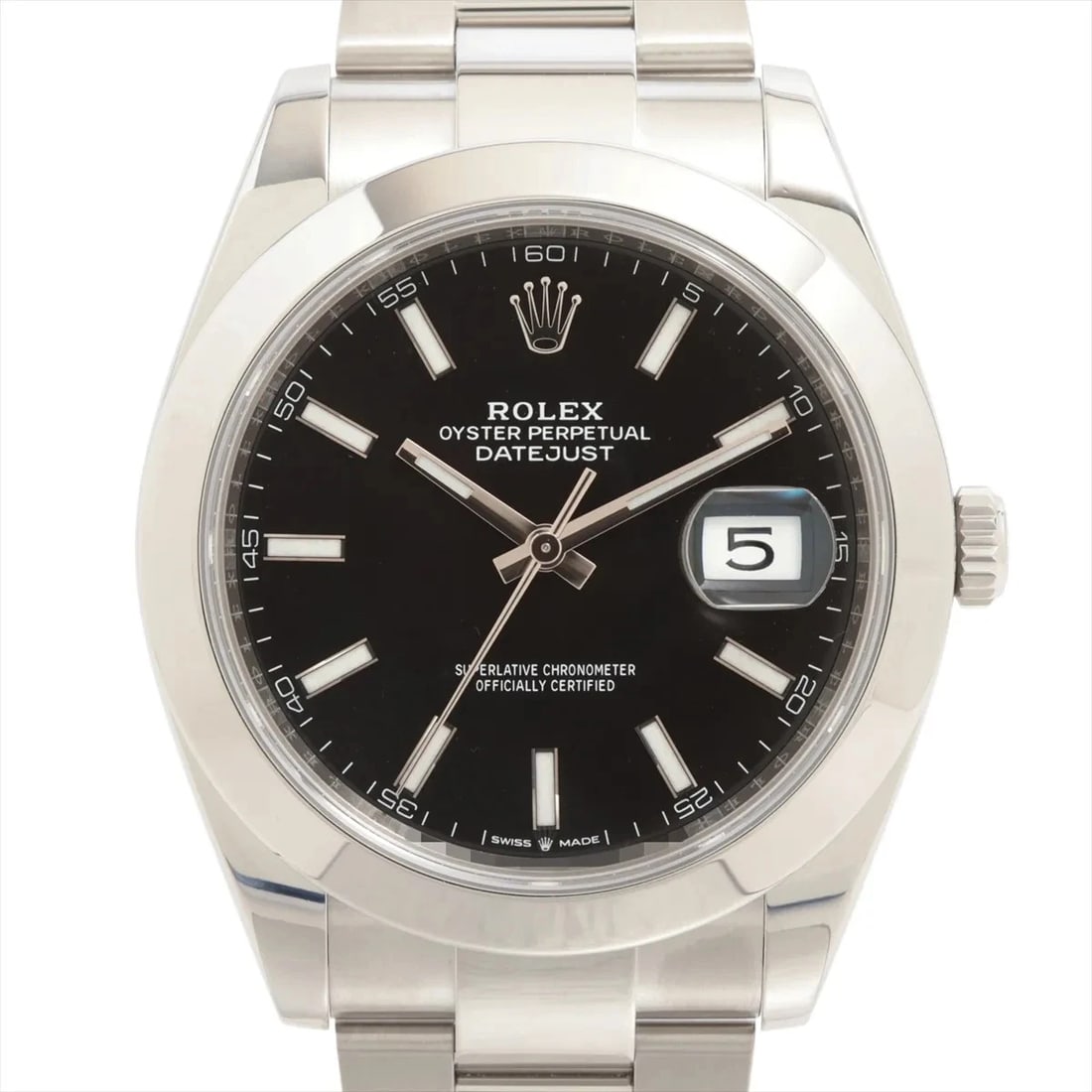 ROLEX DATEJUST SS BRIGHT BLACK: Rolex Datejust SS bright black Brand: Rolex Type/Style: Wristwatch Material: SS Color: Dial Color bright black Size: Case:W1.6 x H1.6inch / W41 x H41 Circumference of Wrist:6.9inch / 17.5