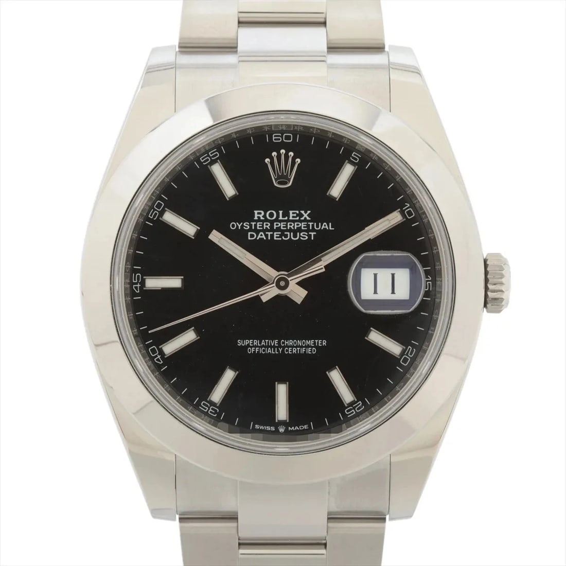ROLEX DATEJUST SS BRIGHT BLACK: Rolex Datejust SS bright black Brand: Rolex Type/Style: Wristwatch Material: SS Color: Dial Color bright black Size: Case:W1.6 x H1.6inch / W41 x H41 Circumference of Wrist:7.5inch / 19 Accessories: