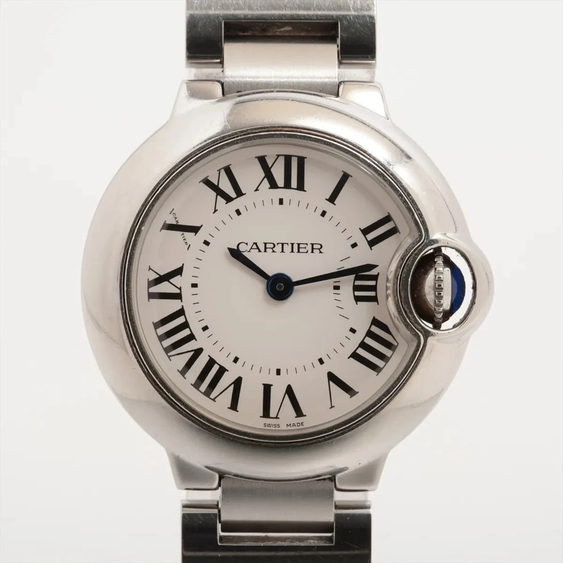 CARTIER BALLON BLEU SS QZ SILVER: Cartier Ballon Bleu SS QZ Silver Brand: Cartier Type/Style: Wristwatch Material: SS Color: Dial Color Silver Size: Case:W0.8 x H0.8inch / W29 x H29 Circumference of Wrist:5.9inch / 15 Accessories: