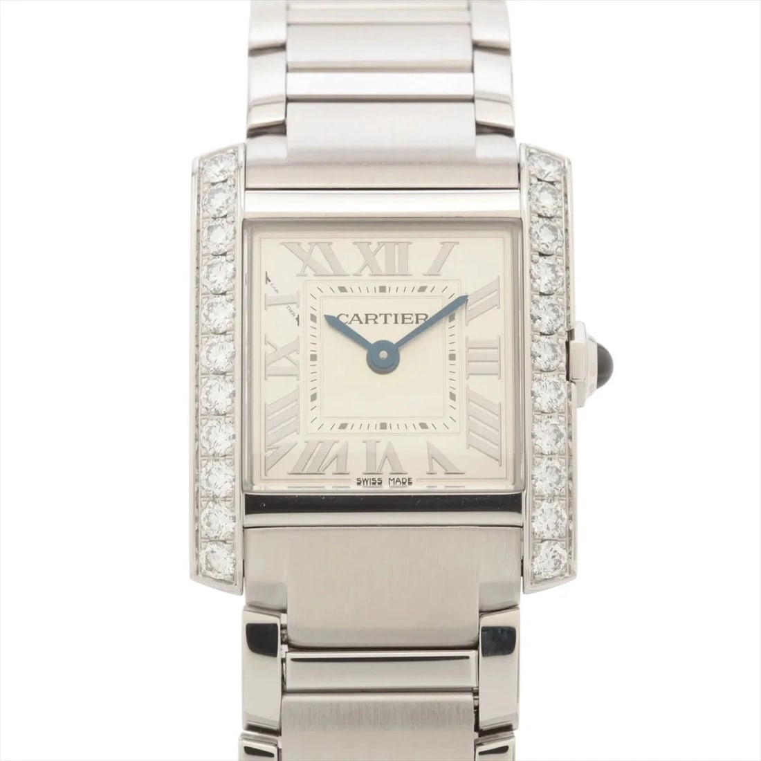 CARTIER TANK FRANCAISE SS QZ SILVER: Cartier Tank Francaise SS QZ Silver Brand: Cartier Type/Style: Wristwatch Material: SS Color: Dial Color Silver Size: Case:W0.8 x H0.8inch / W21.2 x H25.7 Circumference of Wrist:5.5inch / 14