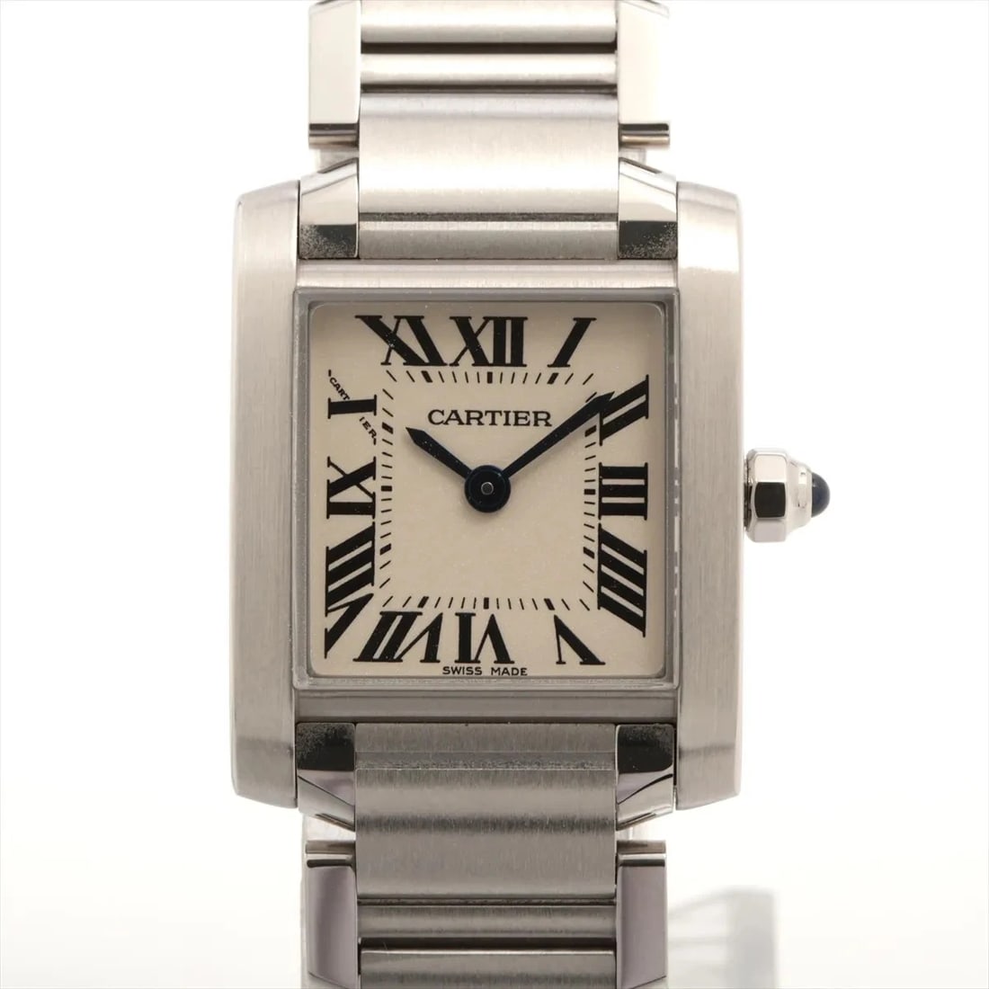 CARTIER TANK FRANCAISE SS QZ SILVER: Cartier Tank Francaise SS QZ Silver Brand: Cartier Type/Style: Wristwatch Material: SS Color: Dial Color Silver Size: Case:W0.8 x H0.8inch / W20 x H25 Circumference of Wrist:5.5inch / 14 Accessories: