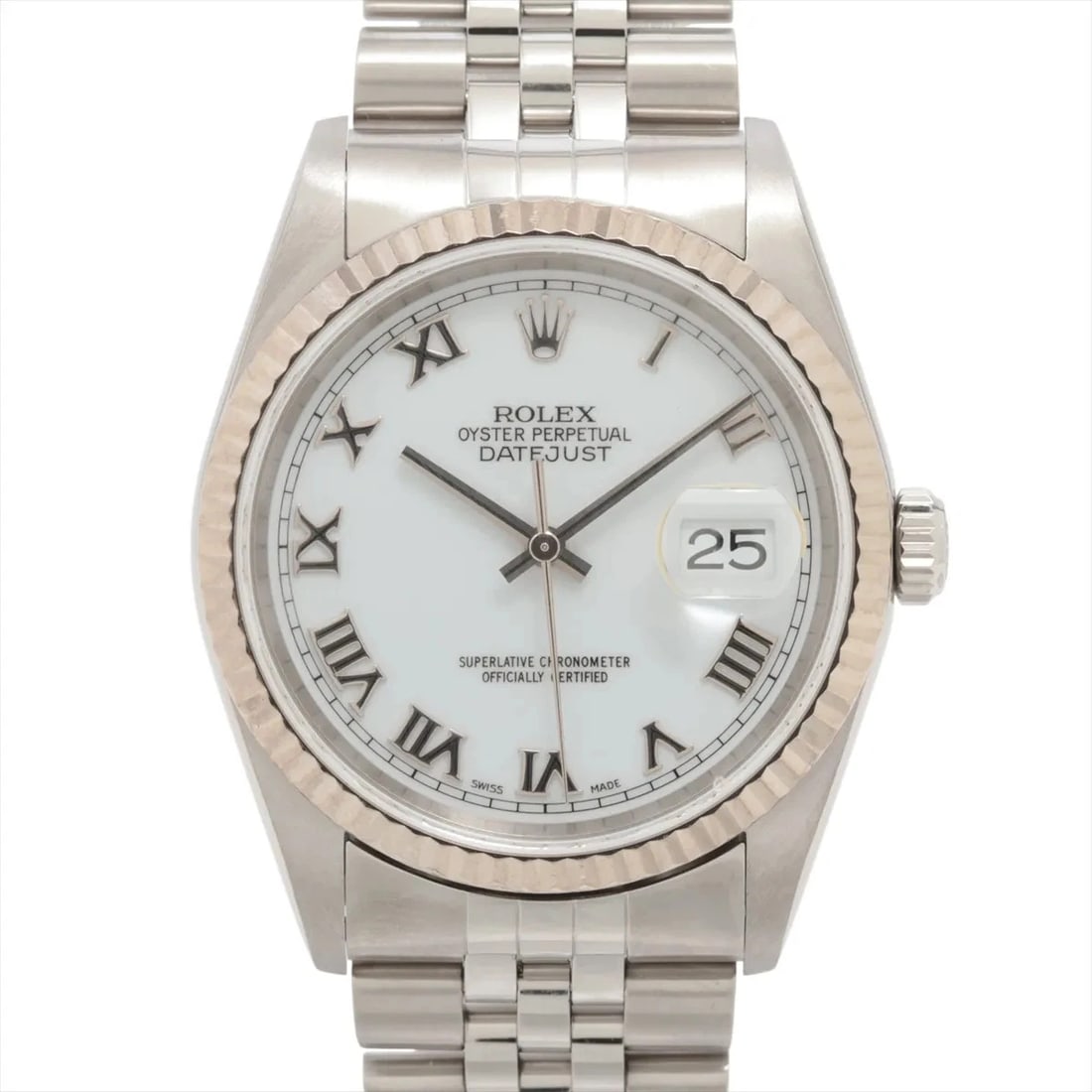ROLEX DATEJUST SS?WG WHITE: Rolex DATEJUST SS?WG white Brand: Rolex Type/Style: Wristwatch Material: SS?WG Color: Dial Color White Size: Case:W1.2 x H1.2inch / W36 x H36 Circumference of Wrist:7.9inch / 20 Accessories: None
