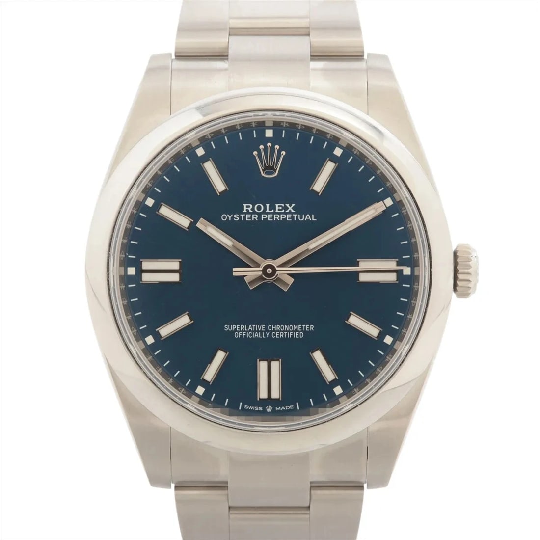 ROLEX OYSTER PERPETUAL SS BRIGHT BLUE: Rolex OYSTER PERPETUAL SS bright blue Brand: Rolex Type/Style: Wristwatch Material: SS Color: Dial Color bright blue Size: Case:W1.6 x H1.6inch / W41 x H41 Circumference of Wrist:6.5inch / 16.5