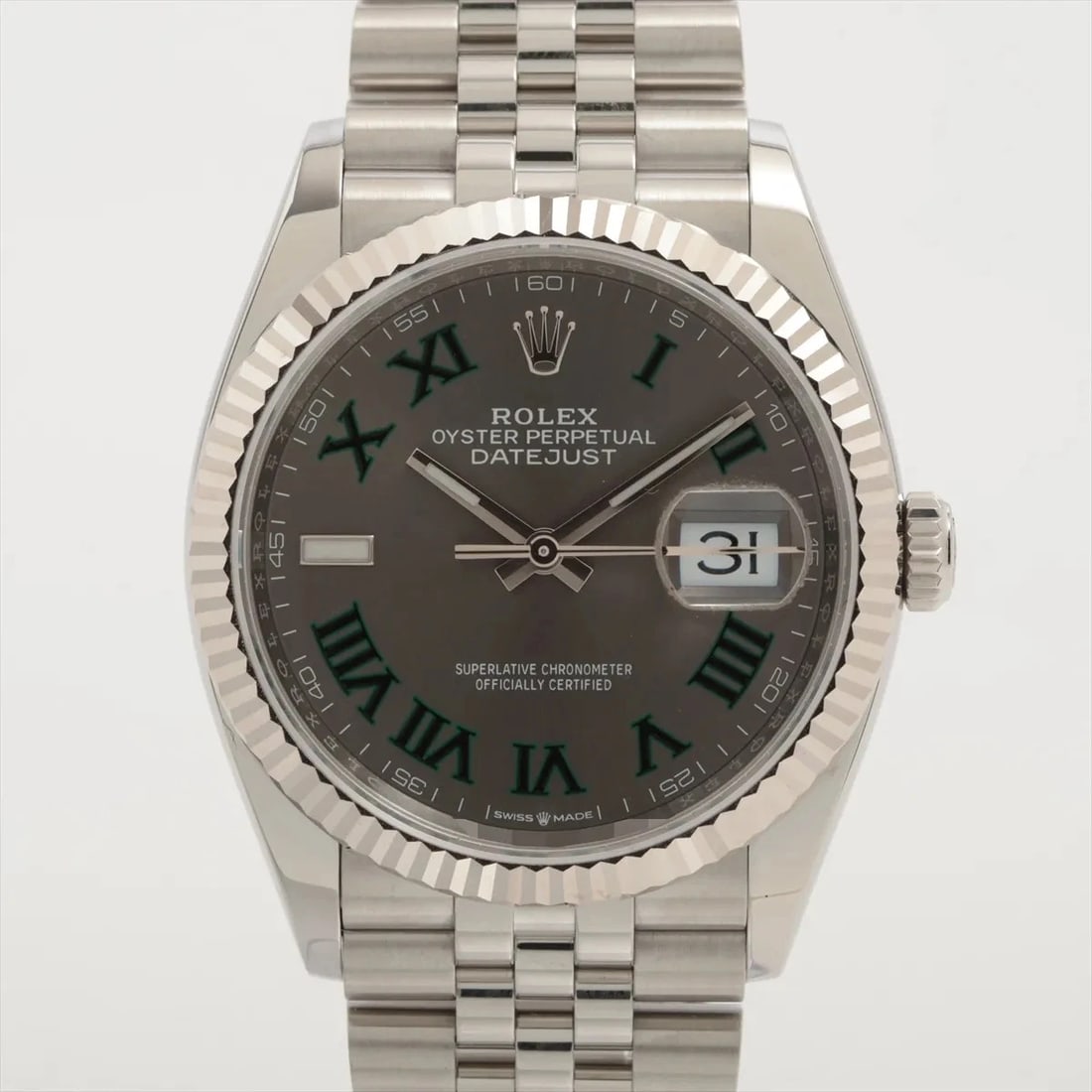 ROLEX DATEJUST SS?WG SLATE: Rolex DATEJUST SS?WG Slate Brand: Rolex Type/Style: Wristwatch Material: SS?WG Color: Dial Color slate Size: Case:W1.2 x H1.2inch / W36 x H36 Circumference of Wrist:7.3inch / 18.5 Accessories: None