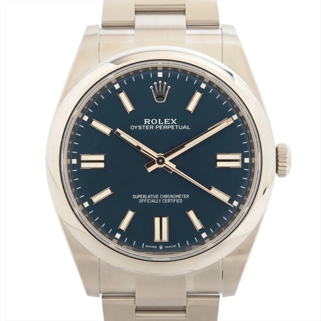ROLEX OYSTER PERPETUAL SS BRIGHT BLUE: Rolex OYSTER PERPETUAL SS bright blue Brand: Rolex Type/Style: Wristwatch Material: SS Color: Dial Color bright blue Size: Case:W1.6 x H1.6inch / W41 x H41 Circumference of Wrist:7.3inch / 18.5
