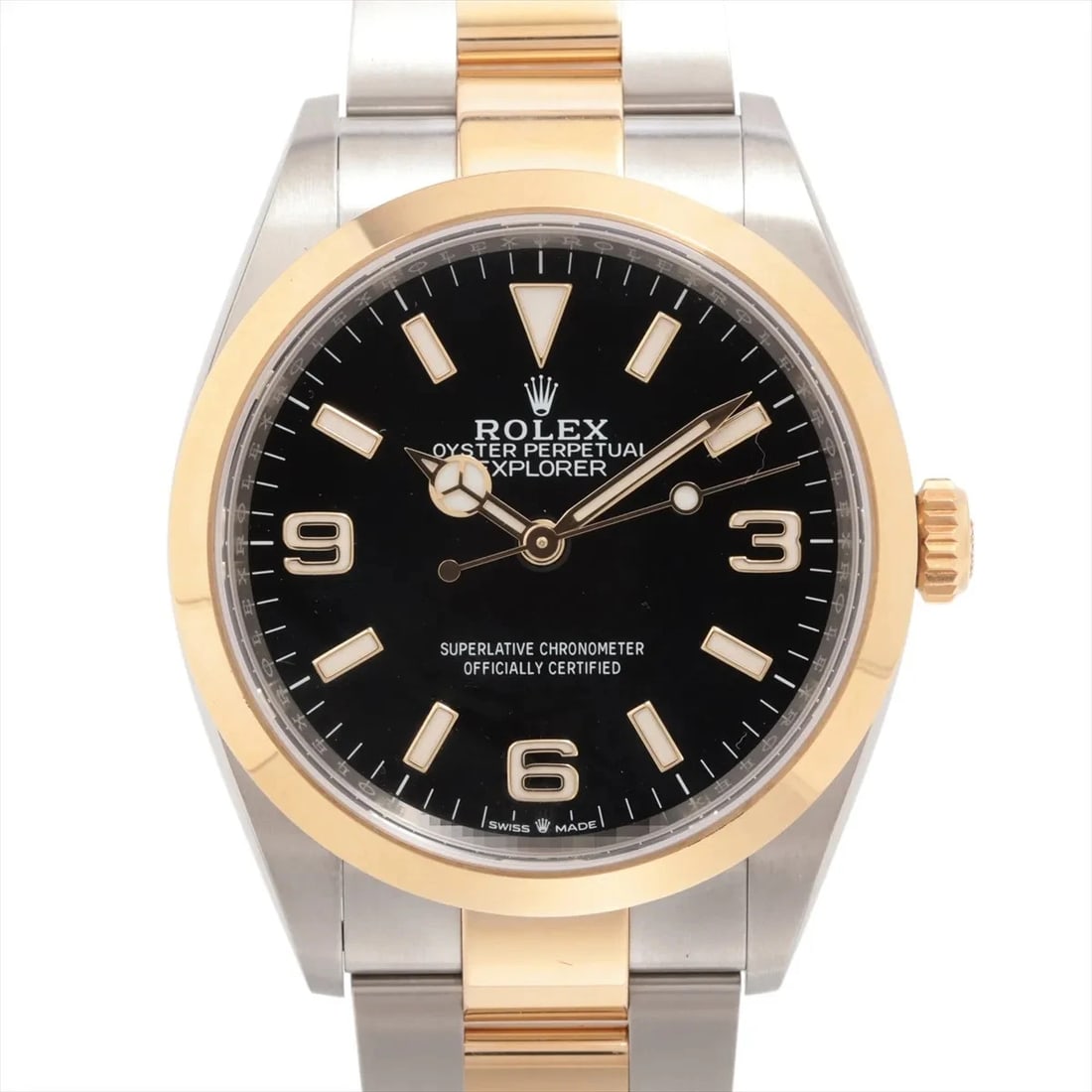 ROLEX EXPLORER SS?YG BLACK: Rolex EXPLORER SS?YG black Brand: Rolex Type/Style: Wristwatch Material: SS?YG Color: Dial Color Black Size: Case:W1.2 x H1.2inch / W36 x H36 Circumference of Wrist:7.3inch / 18.5 Accessories: None