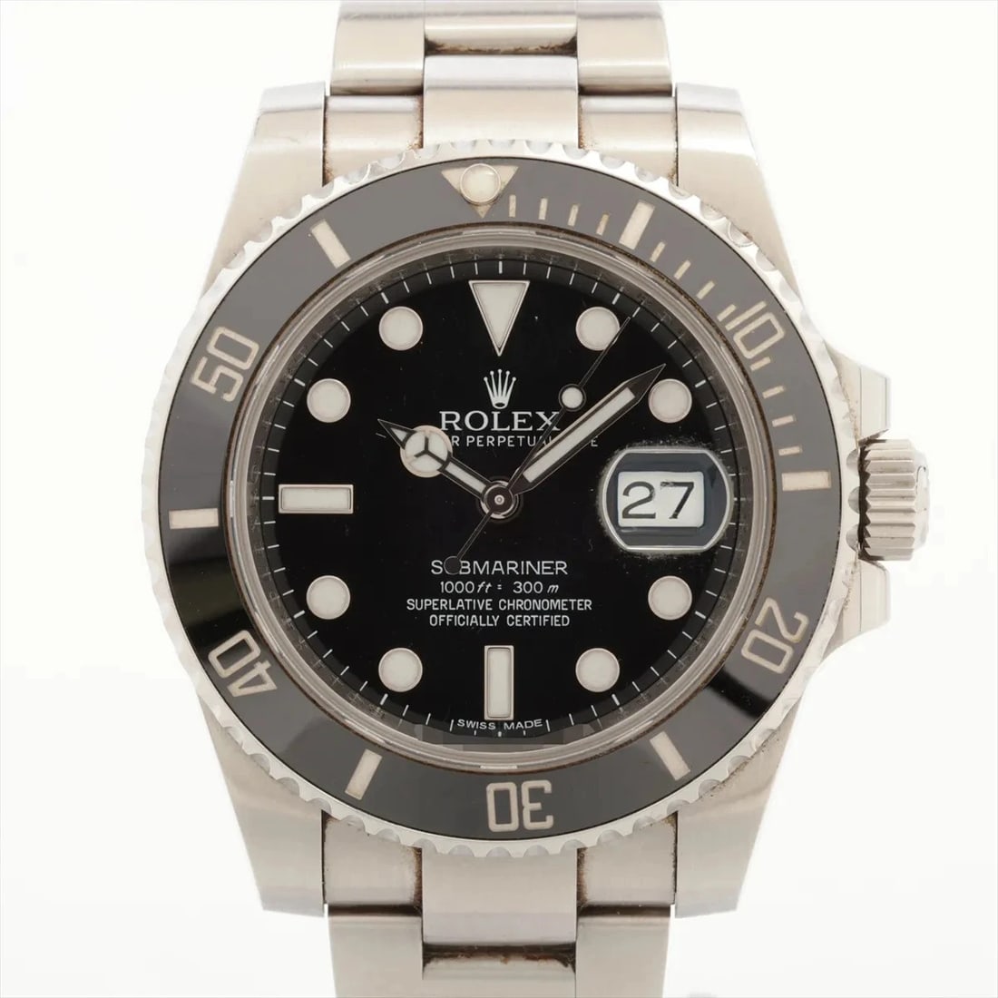 ROLEX SUBMARINER DATE SS BLACK: Rolex SUBMARINER DATE SS black Brand: Rolex Type/Style: Wristwatch Material: SS Color: Dial Color Black Size: Case:W1.6 x H1.6inch / W40 x H40 Circumference of Wrist:7.1inch / 18 Accessories: None