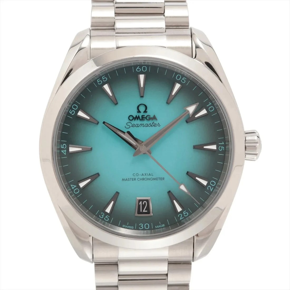 OMEGA SEAMASTER AQUA TERRA CO-AXIAL CHRONOMETER: Omega Seamaster Aqua Terra Co-Axial chronometer Brand: Omega Type/Style: Wristwatch Material: SS Color: Dial Color Turquoise Size: Case:W1.6 x H1.6inch / W41 x H41 Circumference of Wrist:7.7inch /