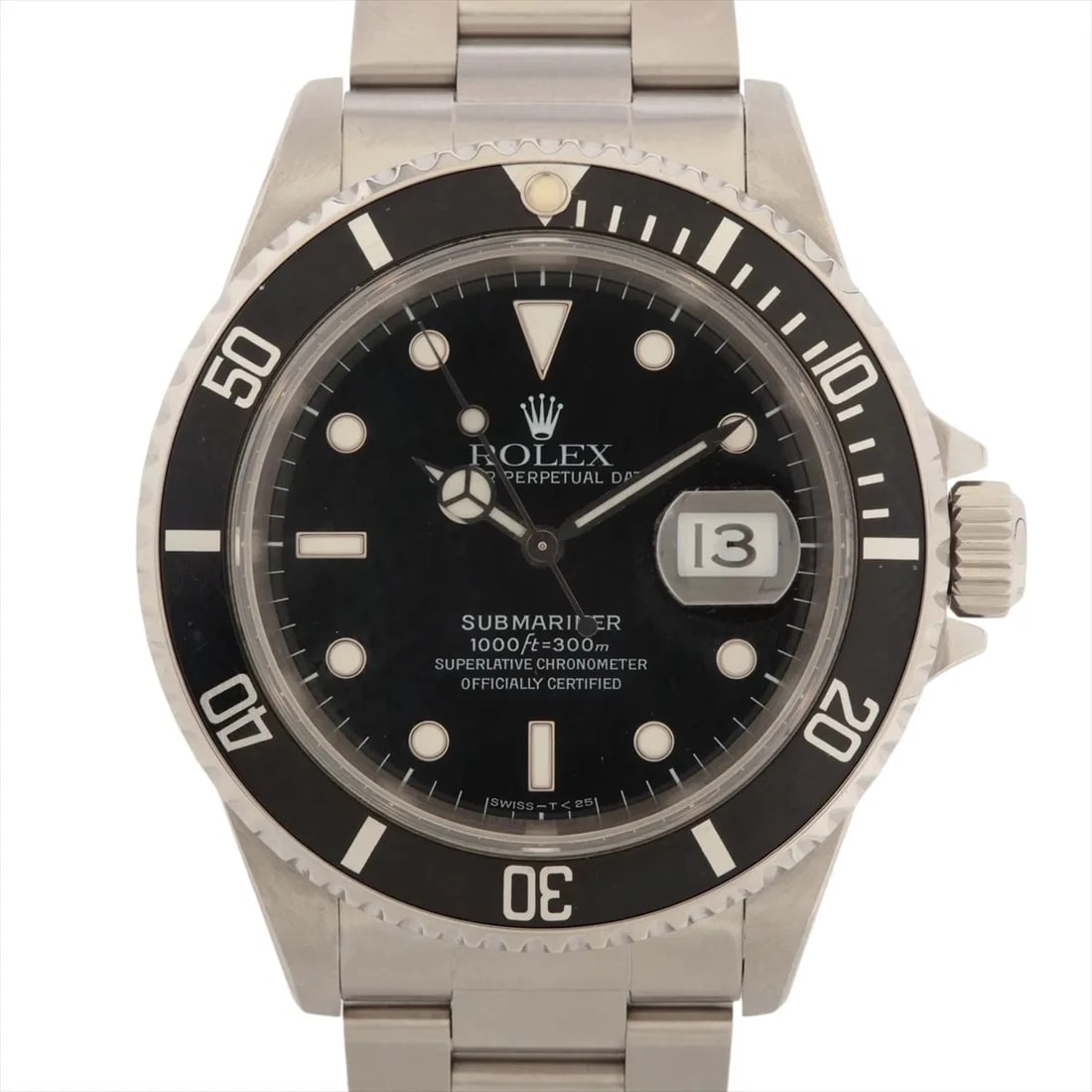 ROLEX SUBMARINER DATE SS BLACK: Rolex SUBMARINER DATE SS black Brand: Rolex Type/Style: Wristwatch Material: SS Color: Dial Color Black Size: Case:W1.6 x H1.6inch / W40 x H40 Circumference of Wrist:7.1inch / 18 Accessories: None