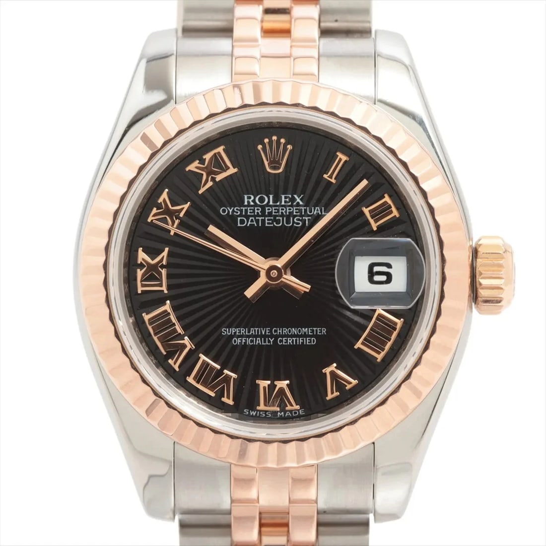 ROLEX DATEJUST PG?SS BLACK SUNBEAM: Rolex Datejust PG?SS Black sunbeam Brand: Rolex Type/Style: Wristwatch Material: PG?SS Color: Dial Color black sunbeam Size: Case:W0.8 x H0.8inch / W26 x H26 Accessories: None Accessories Notice: