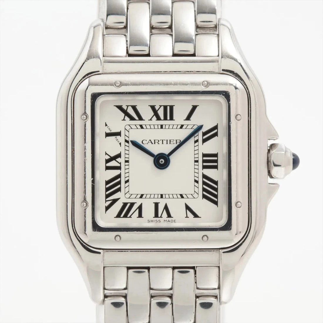CARTIER PANTHERE SS QZ SILVER: Cartier Panthere SS QZ Silver Brand: Cartier Type/Style: Wristwatch Material: SS Color: Dial Color Silver Size: Case:W0.8 x H1.2inch / W23 x H30 Circumference of Wrist:6.3inch / 16 Accessories: None