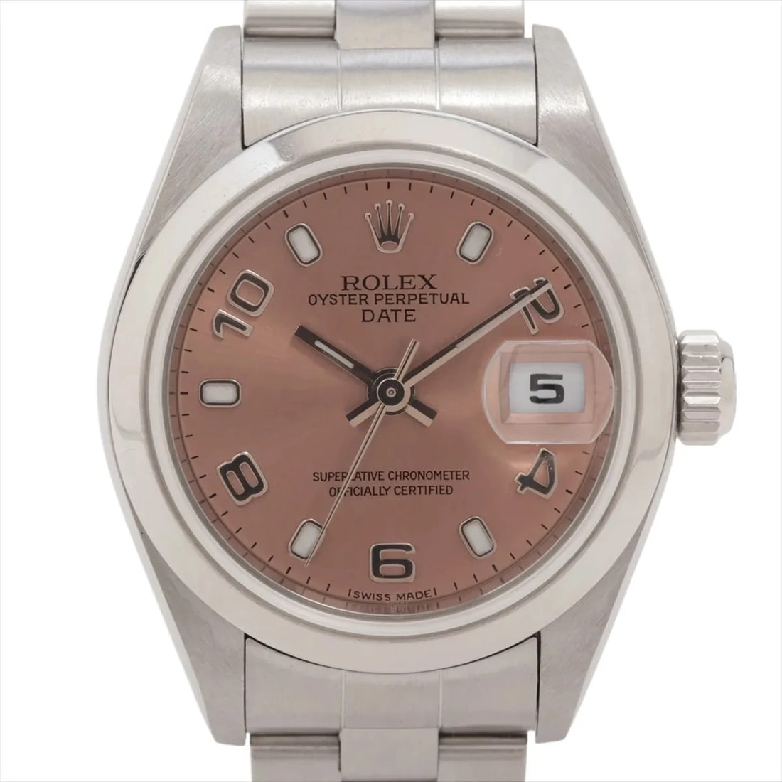 ROLEX OYSTER PERPETUAL DATE SS PINK: Rolex Oyster Perpetual Date SS Pink Brand: Rolex Type/Style: Wristwatch Material: SS Color: Dial Color Pink Size: Case:W0.8 x H0.8inch / W26 x H26 Circumference of Wrist:6.1inch / 15.5 Accessories: