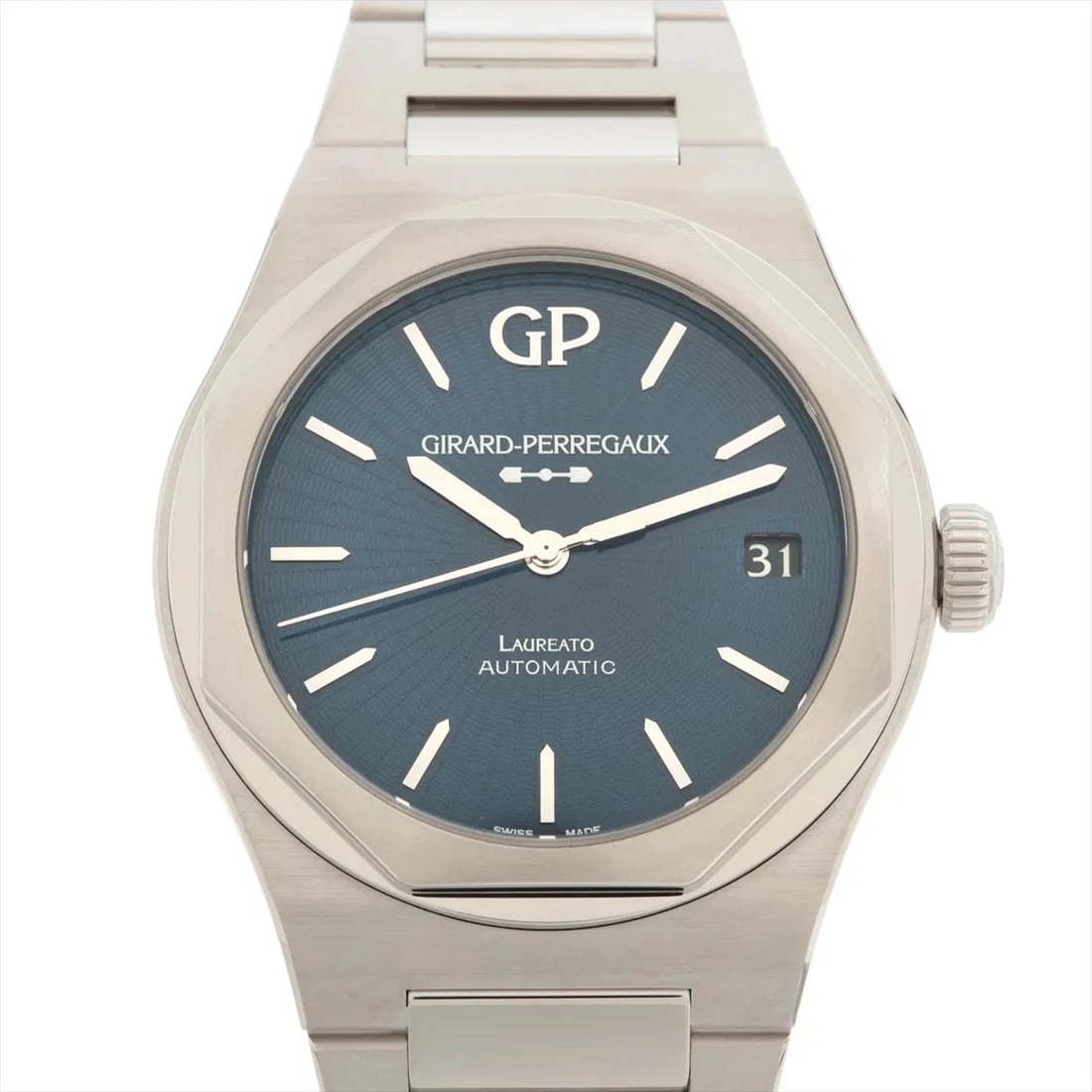 GIRARD-PERREGAUX LAUREATO SS BLUE: Girard-Perregaux Laureato SS blue Brand: Girard-Perregaux Type/Style: Wristwatch Material: SS Color: Dial Color Blue Size: Case:W1.6 x H1.6inch / W42 x H42 Circumference of Wrist:5.5inch / 14