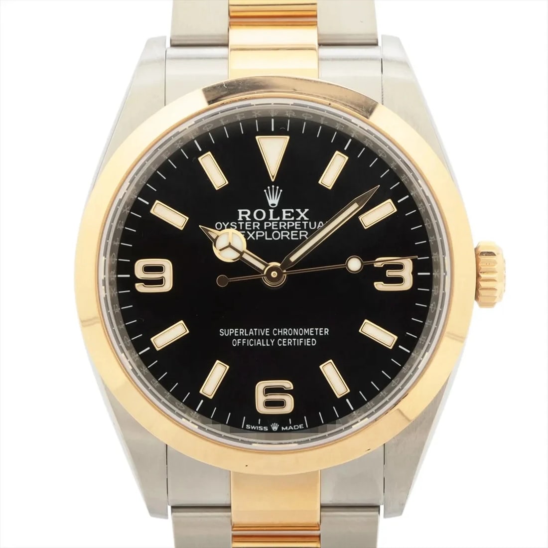 ROLEX EXPLORER SS?YG BLACK: Rolex EXPLORER SS?YG black Brand: Rolex Type/Style: Wristwatch Material: SS?YG Color: Dial Color Black Size: Case:W1.2 x H1.2inch / W36 x H36 Circumference of Wrist:7.3inch / 18.5 Accessories: None